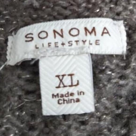 Sonoma Brown & Gold Metallic Textured Turtleneck Sweater Cozy Fall Sz XL - Picture 3 of 6